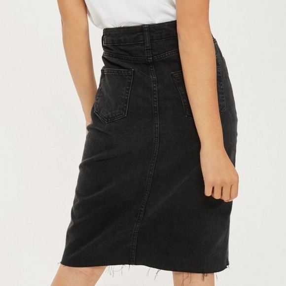 *SOLD* Topshop Black Midi Denim Skirt - Picture 2 of 6